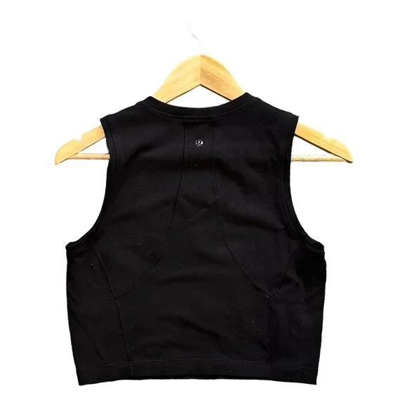 LULULEMON HIGH NECK CROP TANK TOP WOMENS SIZE 8 BLACK YOGA RUNNING PILATES. - Picture 2 of 6